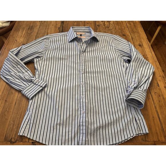 Pink Thomas Pink Men’s Button Shirt Size 16.5 42 Slim Fit Striped Office Preppy - Picture 1 of 11